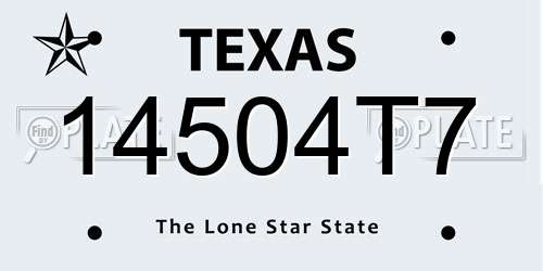 14504T7 Texas License Plate
