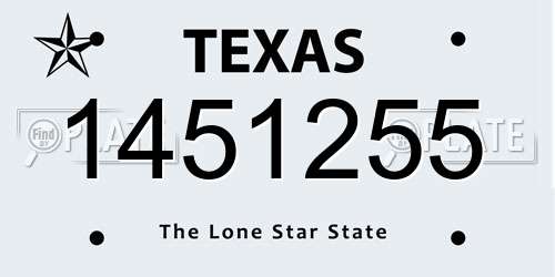 1451255 Texas License Plate