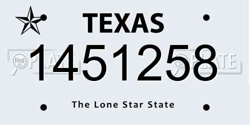 1451258 Texas License Plate