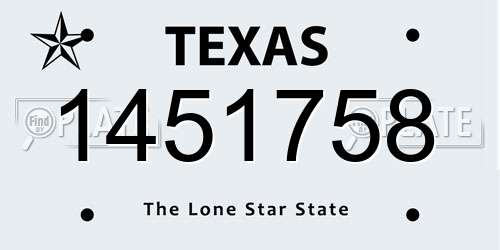 1451758 Texas License Plate