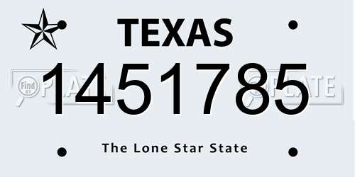 1451785 Texas License Plate