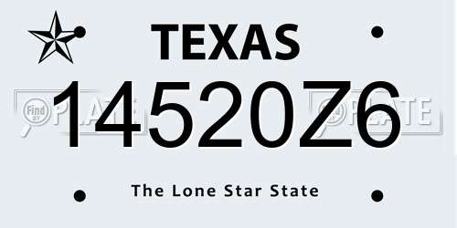 14520Z6 Texas License Plate