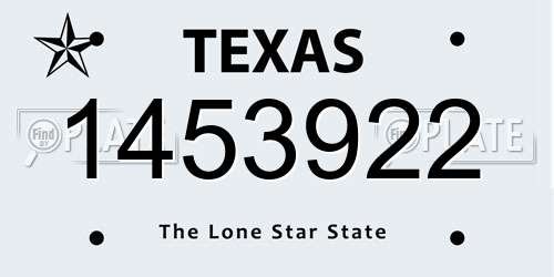 1453922 Texas License Plate