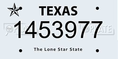 1453977 Texas License Plate