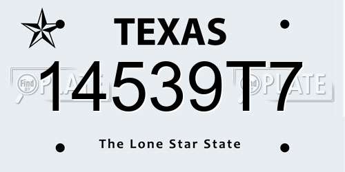 14539T7 Texas License Plate