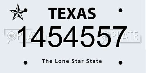 1454557 Texas License Plate