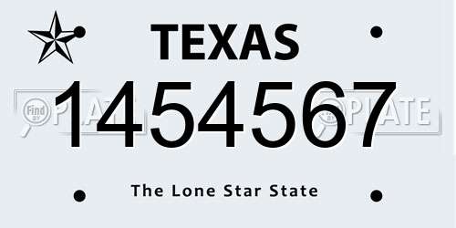 1454567 Texas License Plate
