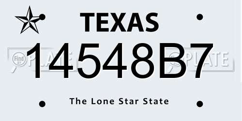 14548B7 Texas License Plate