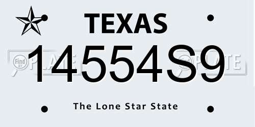 14554S9 Texas License Plate