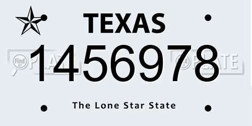 1456978 Texas License Plate