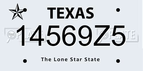 14569Z5 Texas License Plate