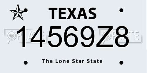 14569Z8 Texas License Plate