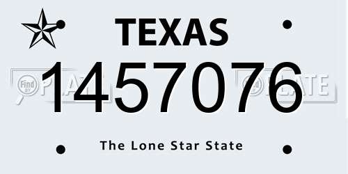1457076 Texas License Plate
