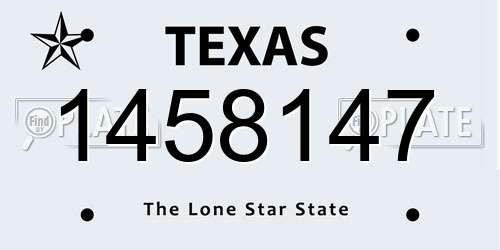 1458147 Texas License Plate