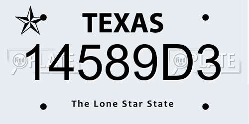 14589D3 Texas License Plate