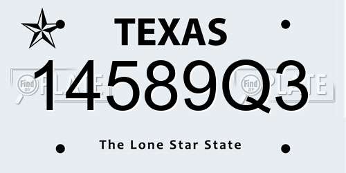 14589Q3 Texas License Plate
