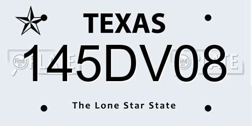 145DV08 Texas License Plate