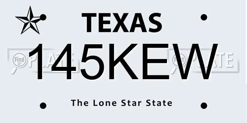 145KEW Texas License Plate