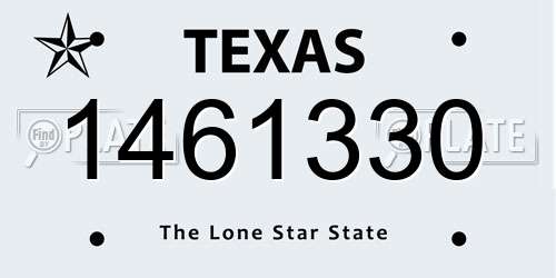 1461330 Texas License Plate