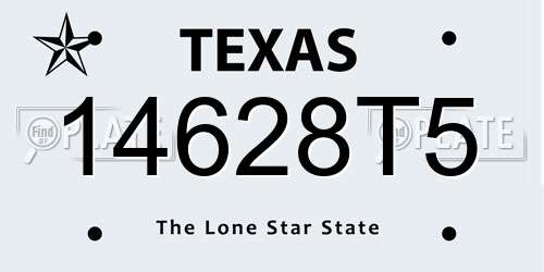 14628T5 Texas License Plate