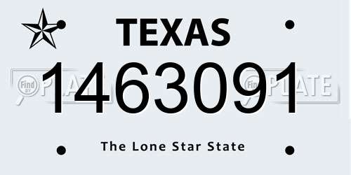1463091 Texas License Plate
