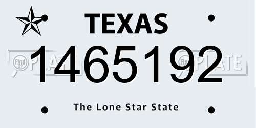 1465192 Texas License Plate
