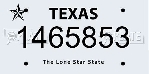 1465853 Texas License Plate