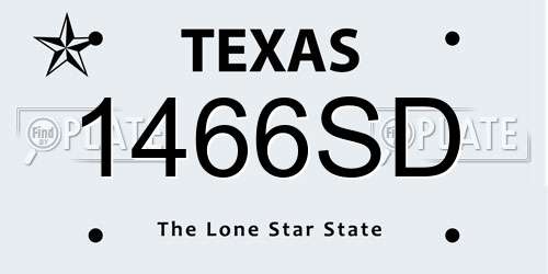 1466SD Texas License Plate
