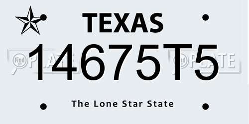 14675T5 Texas License Plate
