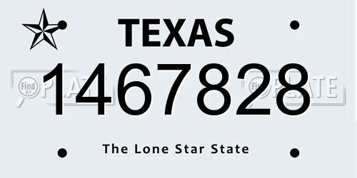 1467828 Texas License Plate
