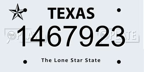 1467923 Texas License Plate
