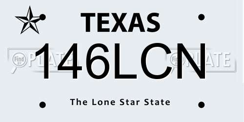 146LCN Texas License Plate