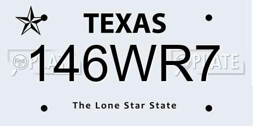 146WR7 Texas License Plate