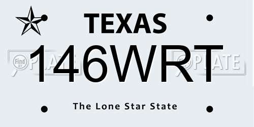 146WRT Texas License Plate