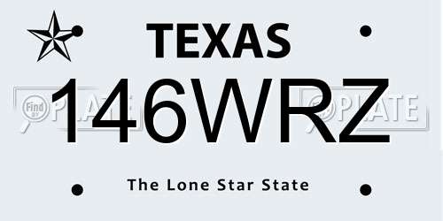 146WRZ Texas License Plate