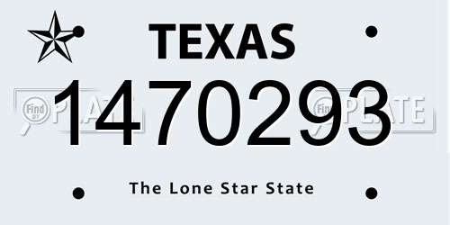 1470293 Texas License Plate