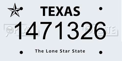 1471326 Texas License Plate