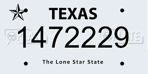 1472229 Texas License Plate