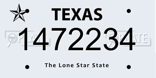 1472234 Texas License Plate