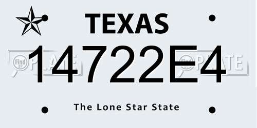 14722E4 Texas License Plate
