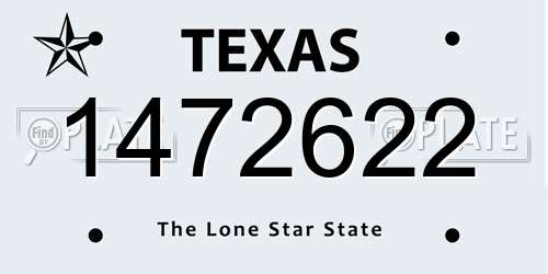 1472622 Texas License Plate