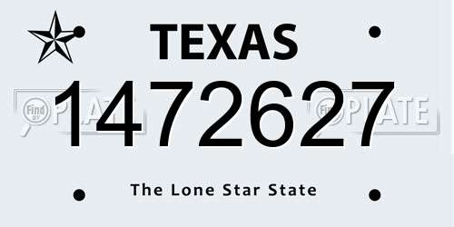 1472627 Texas License Plate