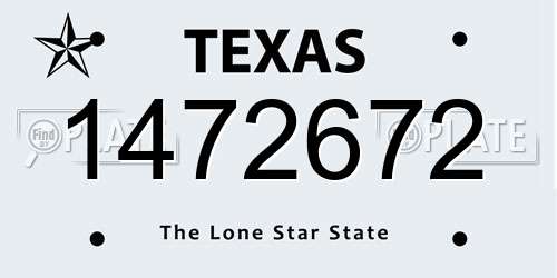 1472672 Texas License Plate
