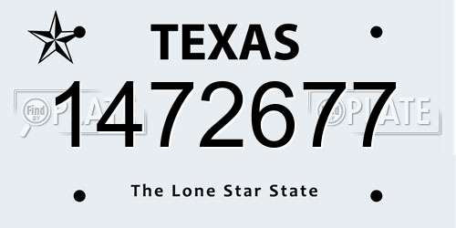 1472677 Texas License Plate