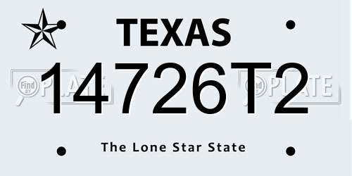 14726T2 Texas License Plate