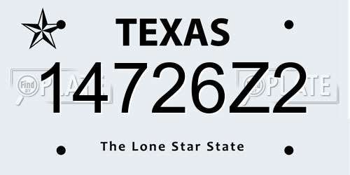 14726Z2 Texas License Plate