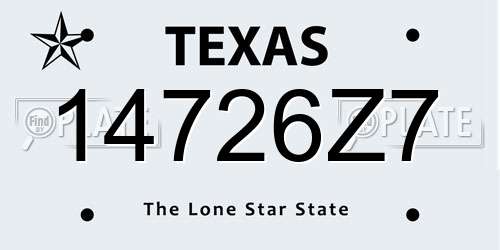 14726Z7 Texas License Plate
