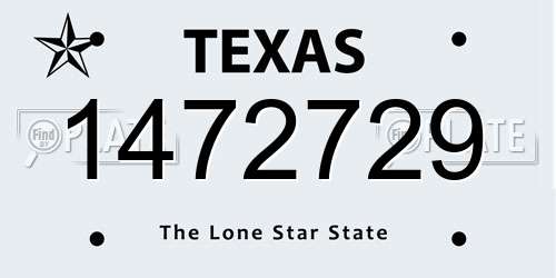 1472729 Texas License Plate