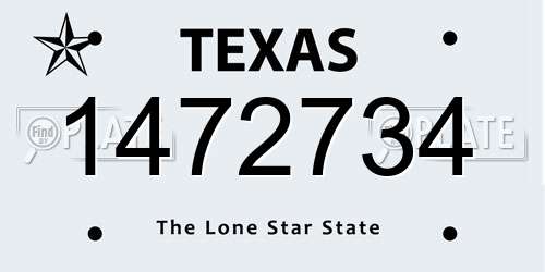 1472734 Texas License Plate