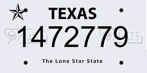 1472779 Texas License Plate